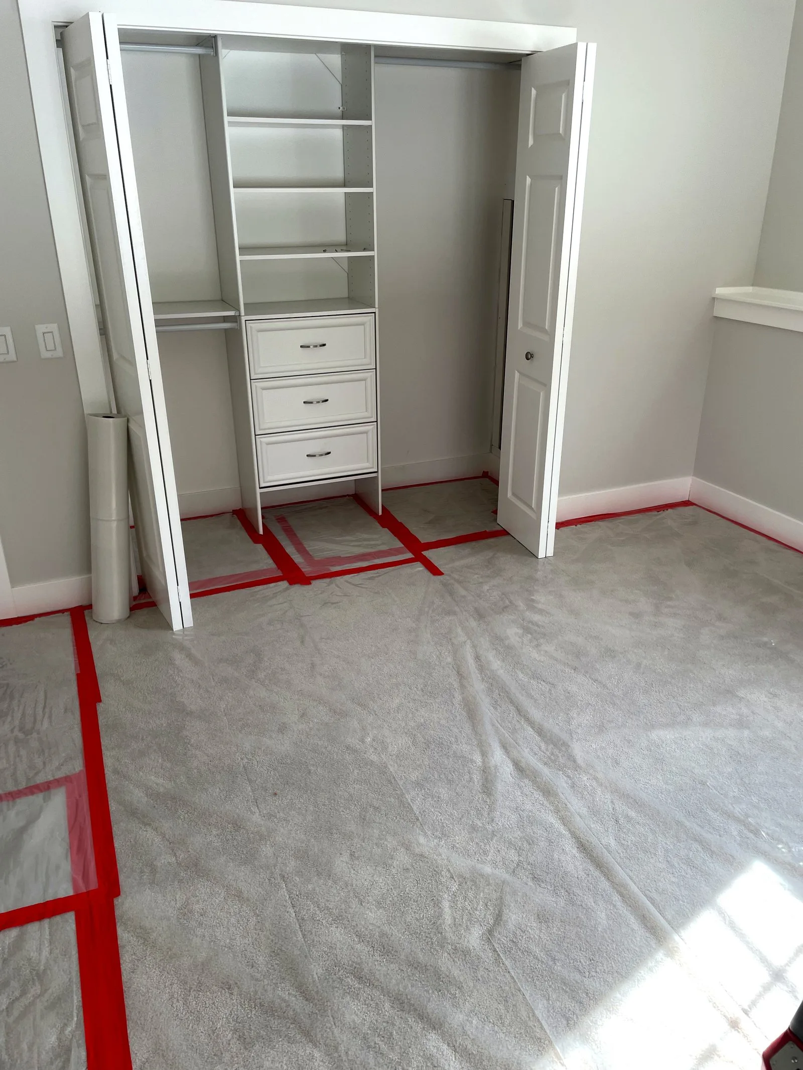 Full bedroom containment setup during mold remediation — Middleville, MI